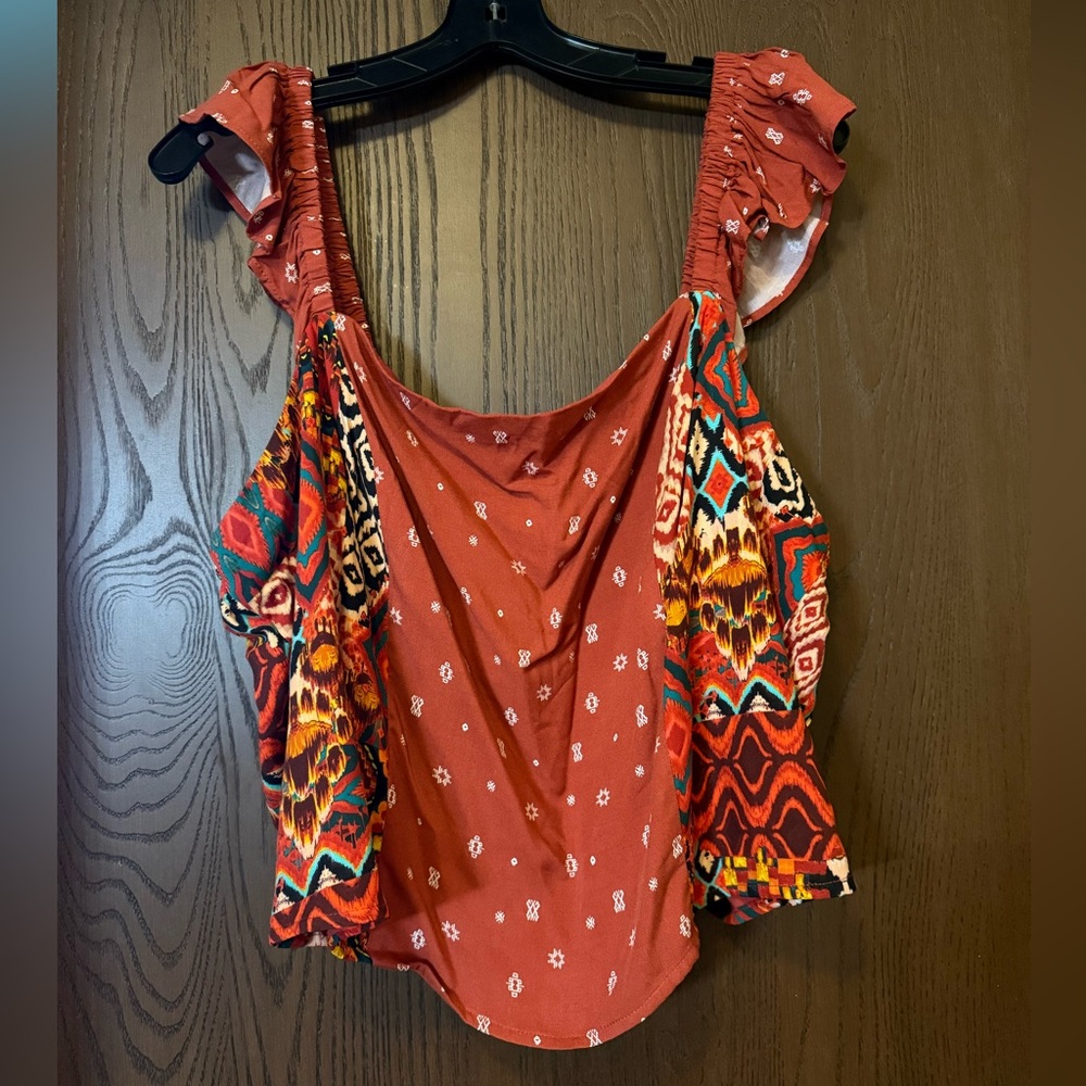 NEVER WORN Torrid Bohemian Ruffled Sleeve Top - Multicolor Size 3